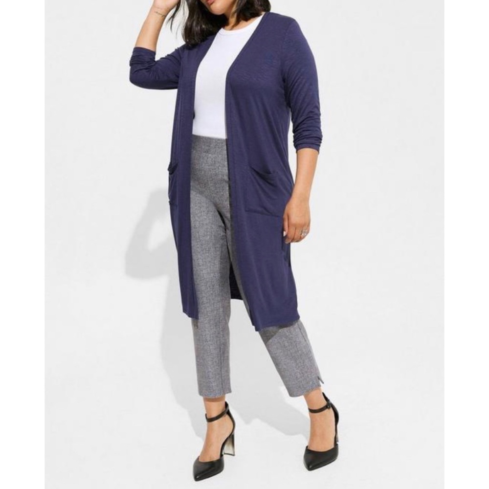 🆕 Navy Blue Super Soft Slub Duster Cardigan 1 1X 14 16 NWT Torrid New!